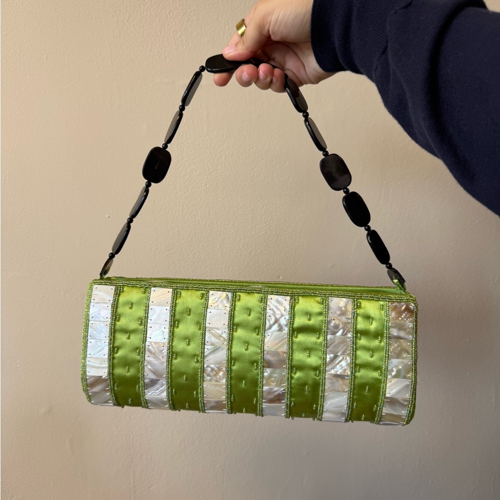 Green and White Women's Handbag